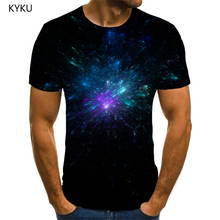 Футболка мужская с объемным изображением Галактики, забавная рубашка с принтом туманности, в стиле хип-хоп, крутая приталенная с круглым вырезом, одежда для мужчин 2024 - купить недорого