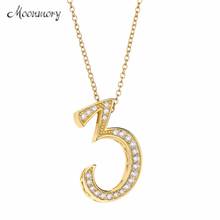 Moonmory 925 Sterling Silver 2018 New Styles Crystal Number 3 Pendants Gold Chian Necklace Letter Luxury A Zircon CZ Jewelry 2024 - buy cheap