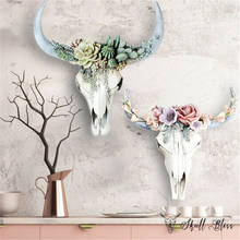 Creative Mother's Day Gift Fresh Flowers And Beef Head Resin Cow Skull Decoration Ornaments Pendant Wall Decoration Home Decor 2024 - buy cheap