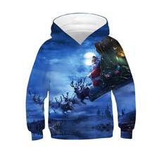 New 4-12 Years Christmas Boys Hooded Sweatshirt Spring 3D Print Santa Claus Hooded Coats For Boys Kids Outerwear 2024 - buy cheap