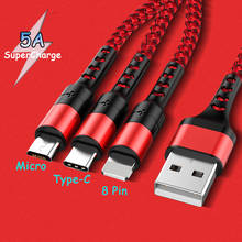 Cable USB 5A 3 en 1 para cargador de iPhone, Cable Micro USB tipo C de carga rápida para Samsung S10, Xiaomi, Cable de iluminación de 8 pines, 2020 nuevo 2024 - compra barato