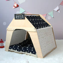 2020 Creative Pet Dog Cat Puppy Houses Foldable Wooden Tent Animals Home Products Kennel Room Tent For Kitten Cat Small Animals 2024 - buy cheap