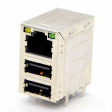 Módulo de conector de rede rj45, módulo de conector de rede com led usb duplo + tomada rj45 para placas de circuito impresso, atacado especial com 10 peças 2024 - compre barato