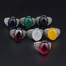 Vintage silver rings for women wedding rings with colorful gem stones Retro pure sterling silver Female ring christmas gifts 2024 - buy cheap