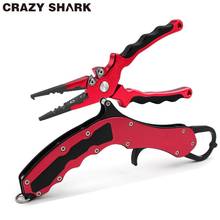 CrazyShark-Alicates de pesca de aleación de aluminio, juego de agarre de labios, aparejos de pesca, removedor de anzuelos, cortador de línea, pinza de anillo dividido, herramientas de pesca 2024 - compra barato