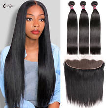 UWIGS Straight Bundles With Frontal 13x4 Lace Frontal Human Hair Bundles With Frontal Brazilian Straight Hair Bundles With Front 2024 - buy cheap