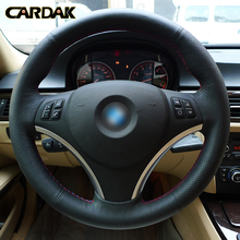 CARDAK Black artificial Leather Car Steering wheel cover for BMW E90 335i 320i 325i 330i 120d E87 120i 130i 2024 - buy cheap