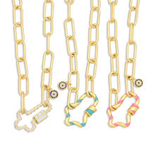 Collar con forma de cruz esmaltada para mujer, cadena con mosquetón en espiral, con forma de Ojo Azul y dorado, para mousqueton 2024 - compra barato