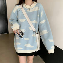 Suéter de estilo Harajuku kawaii para mujer, jersey de estilo kawaii japonés, suéter de punto holgado de cuello redondo informal vintage coreano 2024 - compra barato