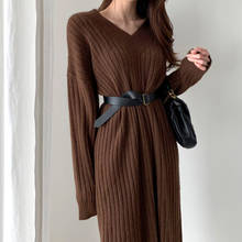 New Loose Maxi Oversize Dresses Long Robe Vestidos Vintage Warm Autumn Sweater Women Dress Winter Long Sweater Knitted Dresses 2024 - buy cheap