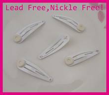 50PCS 4.0cm 1.5" White Plain Metal Snap Clips hairpin with pad DIY kids boutique hair accessories nickle free and lead free 2023 - buy cheap