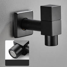 American style Brass Washing Machine Taps Wall Mounted Black Square Mop Taps Quick Opening Single Cold Water Bathroom Faucets 2024 - buy cheap