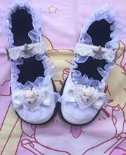 Fofo de renda laço kawaii sapatos femininos vintage cabeça redonda confortável para cosplay japonês doce estudante lolita sapatos 2024 - compre barato