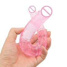 Erotic Silicone Jelly Double Ended Dildo Realistic Penis Double Penetration Anal Dick Lesbian Adult Sex Toys For Woman 2024 - buy cheap