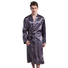 Summer Satin Robe Kimono Gown Men Casual Loose Bath Gown Sleepwear Nightgown Summer Gray Nightwear Home Clothes Negligee XL 2XL 2024 - buy cheap