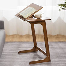Mesa ajustable para ordenador portátil, escritorio de estudio para sofá cama lateral, lectura, desayuno, mesa portátil de bambú sólido 2024 - compra barato