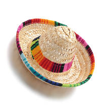 Sombrero de paja con hebilla ajustable para fiesta de disfraces, Sombrero con adornos coloridos para mascotas, perros y gatos, Sombrero de paja mexicana 2024 - compra barato
