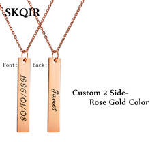 Personalized Name Blank Bar Women Pendant Necklace Custom Love Letter Stainless Steel Plate Gold Engrave Word Men Jewelry Gift 2024 - buy cheap