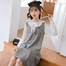 Teenage Girls Long-Sleeved Patchwork Dress 2021 Spring New Korean Style Children Lace Patchwork Clothing Elegant, #9336 2024 - buy cheap