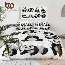 Jogo de cama de panda com fronha, conjunto de roupa de cama de desenho animado elefante tigre raposa 2024 - compre barato