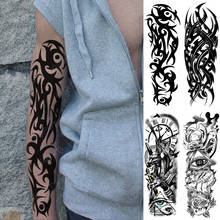 Водостойкие Временные татуировки на всю руку, наклейки с большим пламенем, племенным тотемным цветком, мужские татуировки, боди-арт, искусственное тату для женщин 2024 - купить недорого