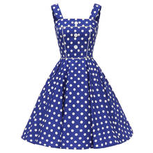 Cotton 1950s 1960s Retro Large Swing Vintage Dress Sexy Polka Dot Button Blue Red Purple Women Summer Dresses VD0753 2024 - buy cheap