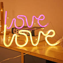 Home Led Neon Sign Pink Light Love Neon Sign Bedroom Party Bar Wedding Decoration Neon Top Xmas Gift Valentine's Day Night Lamps 2024 - compre barato