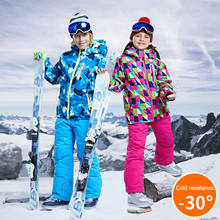 Новый детский лыжный костюм детский брендовый водонепроницаемый ветрозащитный комплект для девочек и мальчиков, зимние штаны Зимняя Детская куртка для катания на лыжах и сноуборде 2024 - купить недорого