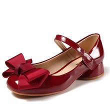 Prinsess-zapatos de tacón alto con lazo para niña, calzado de fiesta, para la escuela, para baile, de 3 a 12 años 2024 - compra barato