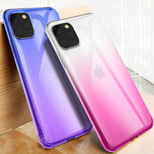 Streamer gradiente caso macio para iphone 11 pro max x xs xr 7 8 6 s mais cor arco-íris claro airbag à prova de choque silicone coque 2024 - compre barato