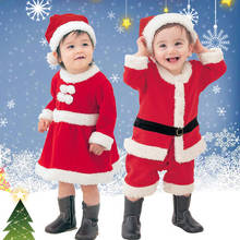 Kids Child Christmas Cosplay Santa Claus Costume Toddler Infant X-Mas Outfit Gift 2 piece Set Dress Jumpsuit+ Hat For Boys Girls 2024 - buy cheap