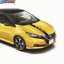 Adesivo de corrida para capô de carro com listras, esporte, nissan-leaf, decoração de motor automotivo, decalques de vinil, acessórios externos 2024 - compre barato