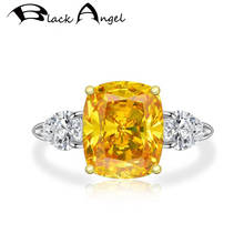 Luxo 11 quilates 925 prata esterlina citrino criado moissanit anéis feminino anel de diamante amarelo jóias finas presente aniversário 2024 - compre barato