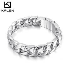 Kalen 15mm Cuban Chain Steel Color Men's Heavy Duty Bracelet Stainless Steel Jewelry Wholesale 2024 - buy cheap