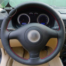 DIY Car Steering Wheel Cover for VW Golf 4 Passat B5 Passat Variant Polo Bora Genuine Black Leather Hand Stitching Custom Holder 2024 - buy cheap