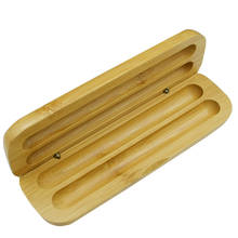 Estojo escolar de bambu para canetas, duas canetas da natureza, caixa escolar para caneta, artesanal, material de papelaria 2024 - compre barato