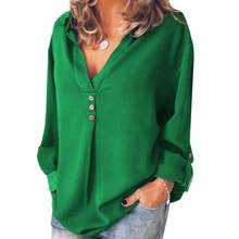 Plus Size Spring Autumn Women Loose Solid Color V Neck Long Sleeve Shirt Blouse Casual loose shirt top New 2024 - buy cheap