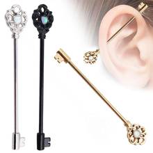 Korean Fashion Hollow Key Industrial Barbell Earring Stainless Steel Cartilage Piercing Jewelry Body Ear Expansion Stud Women !! 2024 - buy cheap
