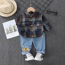 Boys Casual Suit Autumn New Children's Denim Suit Clothing Handsome Boy Fashion Long-Sleeved Shirt 2pcs/Set Toddler Baby Clothes 2024 - buy cheap