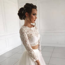 Long Sleeves Lace Modest Wedding Dresses Bridal Gowns Two Piece Formal 2020 Bohemia Vestidos De Mariee Customized 2024 - buy cheap