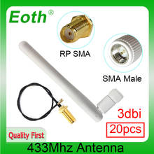 Antena 20 piezas de 433 Mhz, conector macho, 3dbi GSM, 433 mhz, SMA, antena aérea de 433 m, RP-SMA hembra IOT Ufl./IPX, Cable de extensión Pigtail 2024 - compra barato