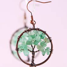 Natural Stone  Green Aventurine Handmade Jewelry For Women Tree of Life Dangle Earrings 1Pair 2024 - buy cheap