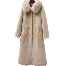 Abrigo de lana de un solo grano para mujer, abrigo con Cuello de piel de zorro, sección larga, invierno, 2019 2024 - compra barato