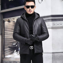 YOLANFAIRY Autumn Winter Genuine Leather Jacket Men Hooded Sheepskin Down Coats and Jackets Mens Fashion Clothes Veste Homme 2024 - buy cheap