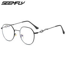 Seemfly Ultralight Metal Frame Anti Blue Light Glasses Women Men Retro Computer Gaming Goggle Clear Lens Eyeglasses Flat Mirror 2024 - buy cheap