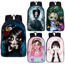 Cartoon Gothic Girl Backpack for Teenagers Girls Children School Bags Women Rucksack Student Canvas School Backpacks Kid Bookbag 2024 - buy cheap