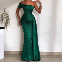 Eightale Emerald Green Evening Dresses Arabic Satin One Shoulder Mermaid Prom Gown Formal Long Celebrity Party Dress 2024 - buy cheap