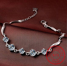 Pulseira de coração feminina, bracelete de prata esterlina 925 com quatro garras de zircônia, moda simples, presente para o dia dos namorados 2024 - compre barato