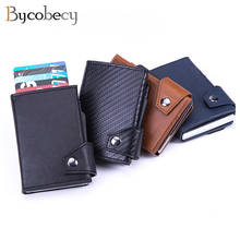 Bycobecy 2021 New Men Rfid Credit Card Holders Multifunctional Aluminum Box Card Case Anti-Theft Pu Leather with Coin Purse 2024 - buy cheap