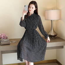 Korean Black Shirt Vestidos Office Polka Dot Vintage Autumn Dresses Women Dresss Pring 2020  Floral Long Sleeve Dress Female 2024 - buy cheap